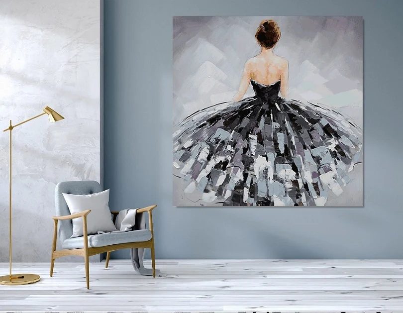 Ballerina Hand-painted Original Wedding Dancer Painting Abstract 7ALLE